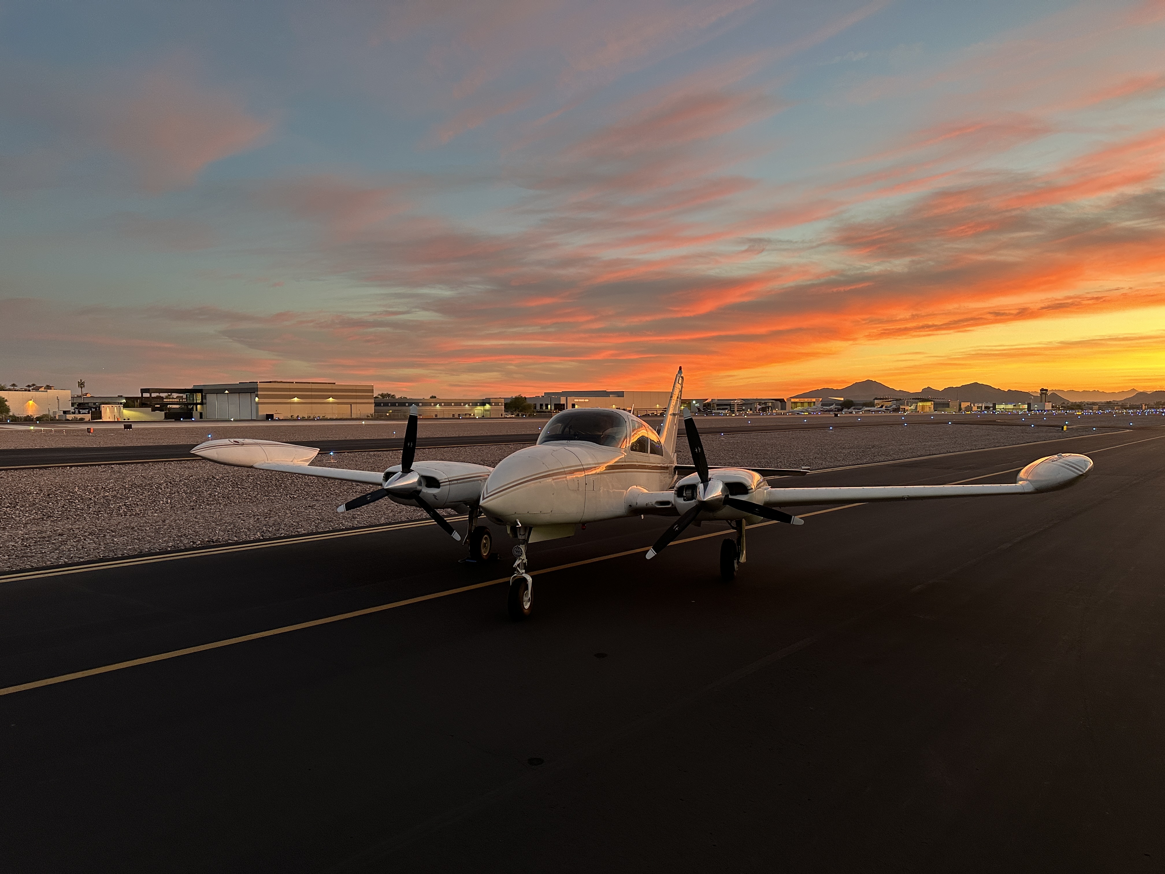 Cessna T310R parked inside the Daxair hangar